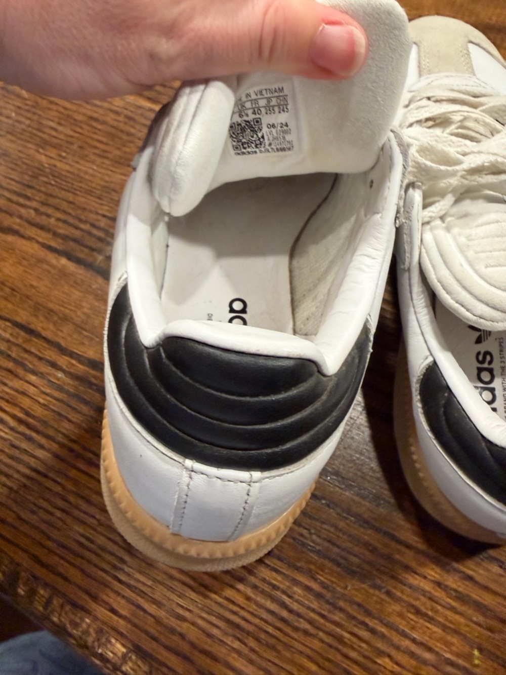 adidas White, Black & Gum Retro Trainer Sneakers - Picture 13 of 14